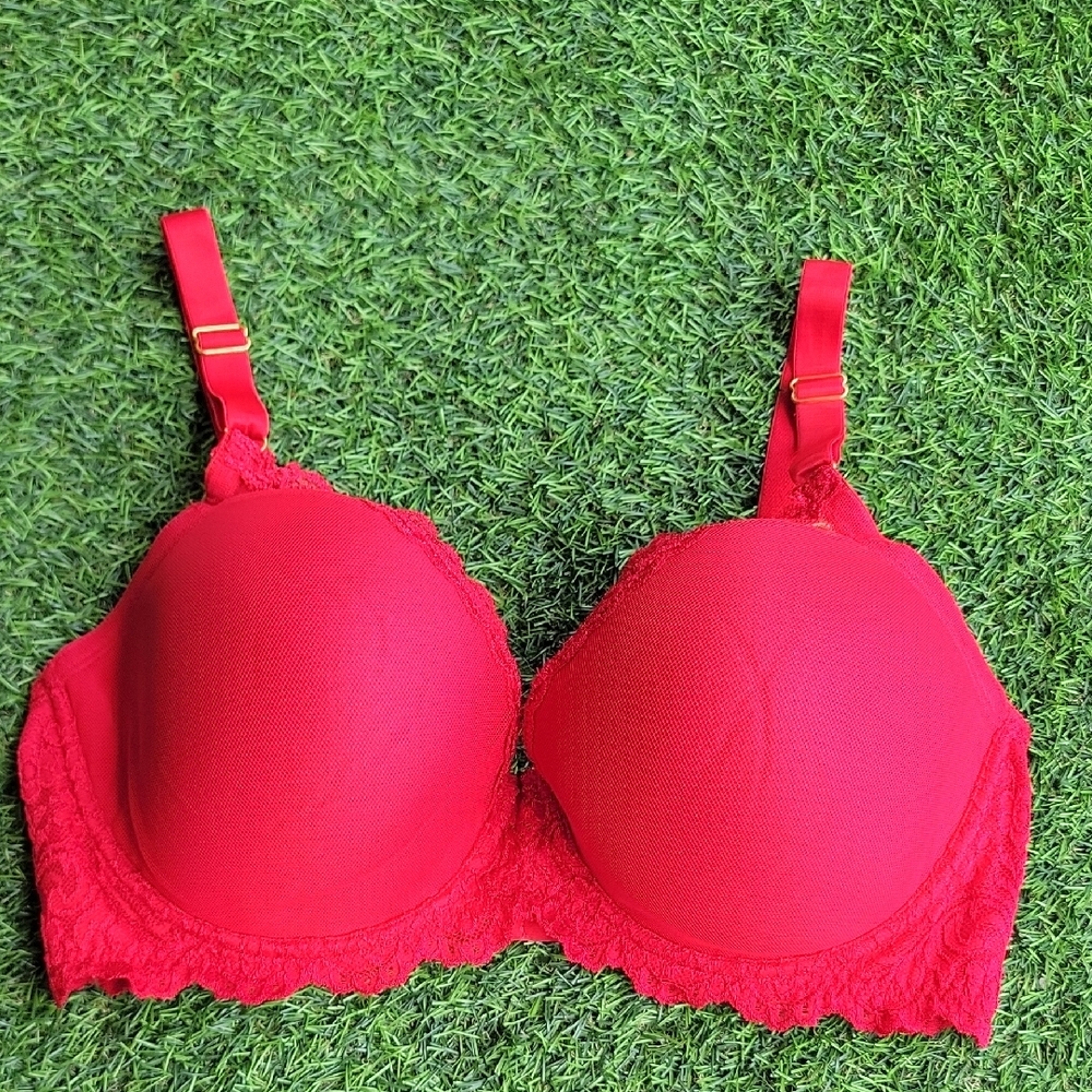 Smart & Sexy Red Padded Underwire Lace Bra Size 40DD